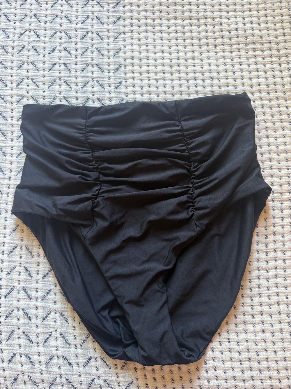 Becca Black Ruched High-Waist Swim Bottoms - Women Swim